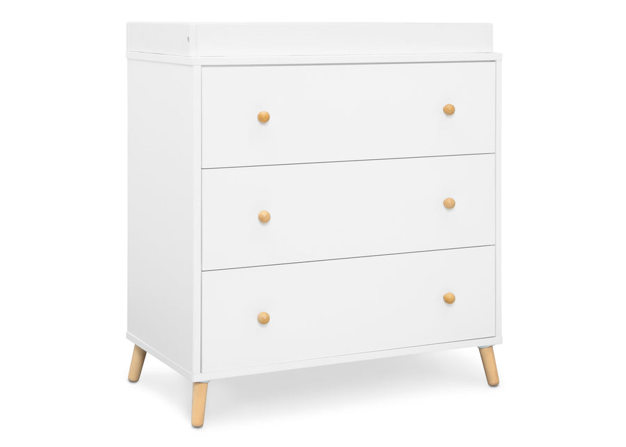 Bianca White with Natural (123) 14-Essex 3 Drawer Dresser with Interlocking Drawers