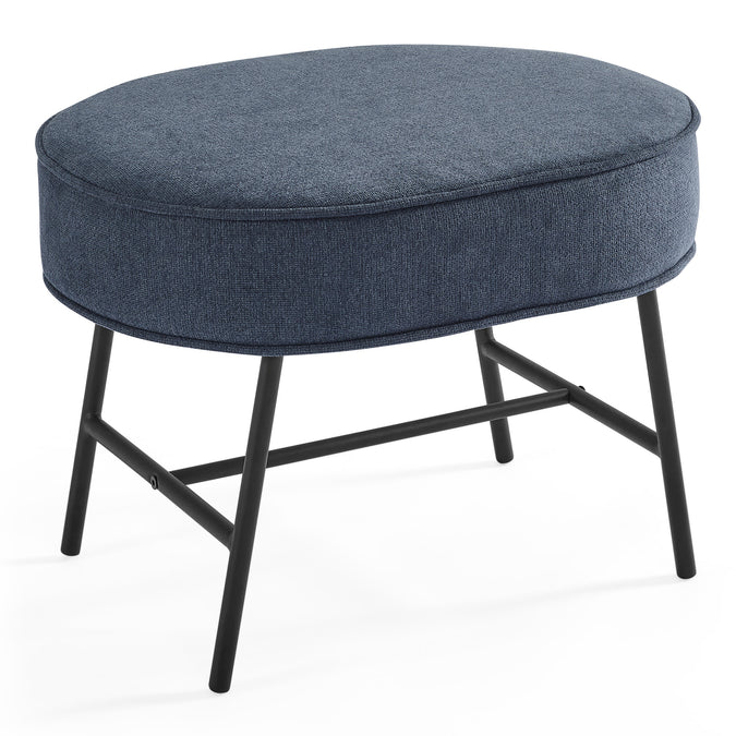 DCB: Slate Blue with Black & Natural (1421) 11-Ella Ottoman with LiveSmart Evolve Fabric