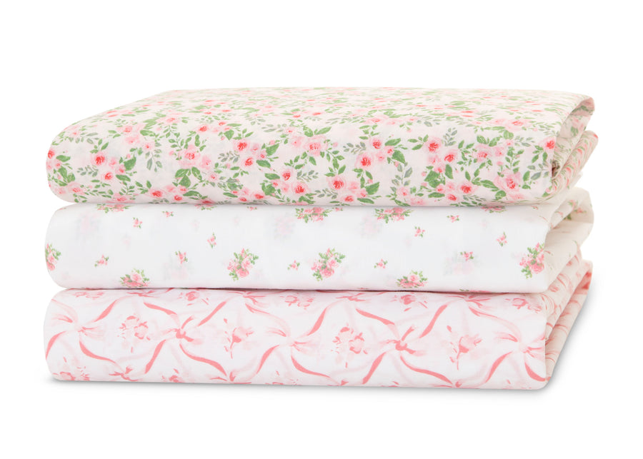 Pink Floral (3034) 17-Fitted Crib Sheets - 3 Pack