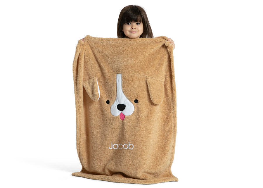 Tan Dog (1239) 3-Personalized Sherpa Throw Blanket for Kids