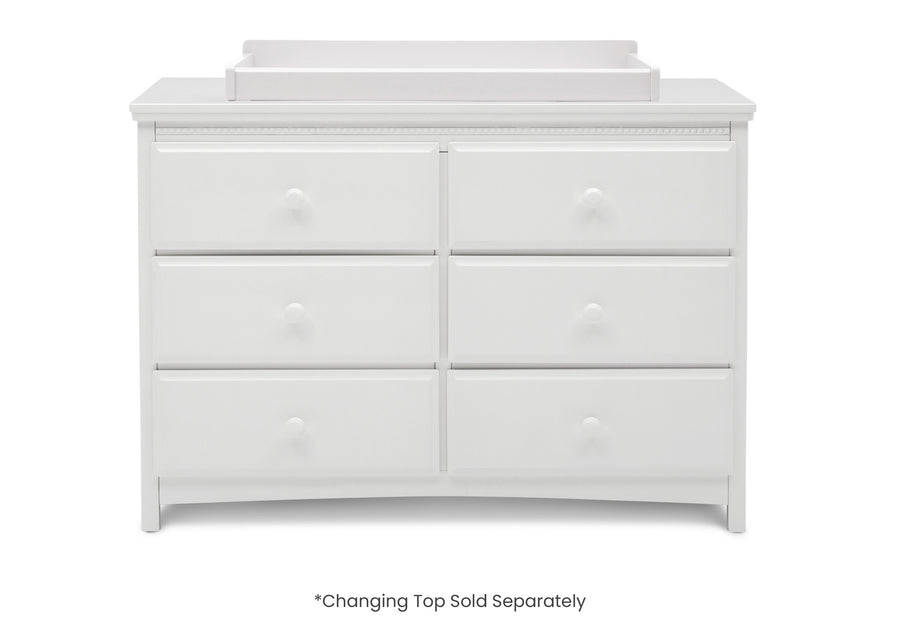 Bianca White (130) 6-Emerson 6 Drawer Dresser with Interlocking Drawers
