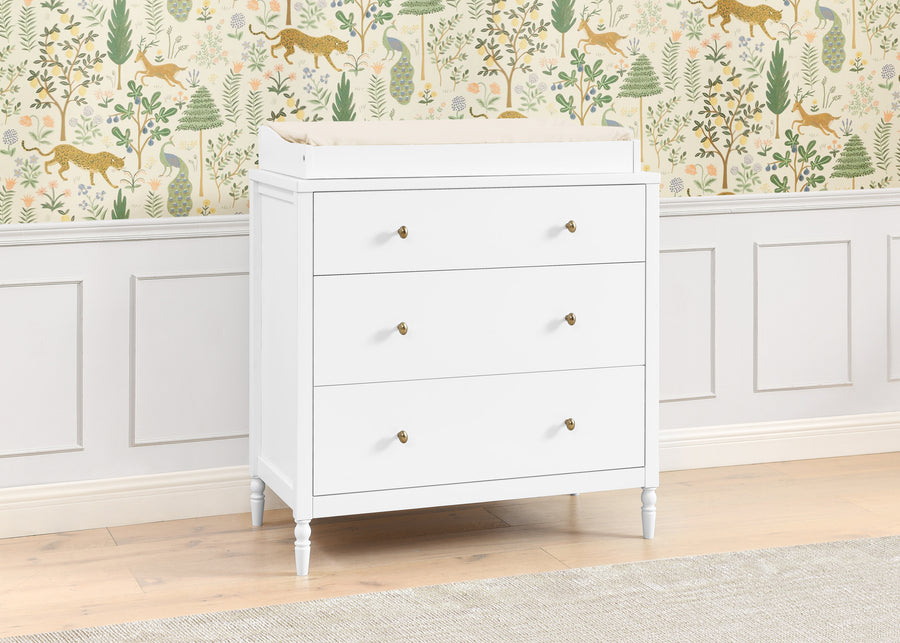 Bianca White (130) 15-Serena 3 Drawer Dresser with Changing Top and Interlocking Drawers