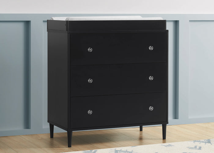 Bowie 3 Drawer Dresser with Changing Top and Interlocking DrawersEbony (0011)