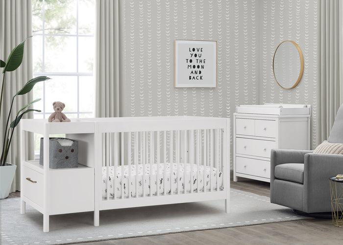 Zoe 5-in-1 Convertible Crib and ChangerBianca White (130)