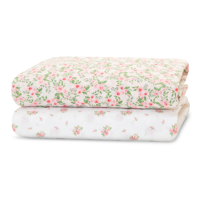 DCB: Pink Floral (3034) 6-Pink Floral Fitted Crib Sheets - 2 Pack