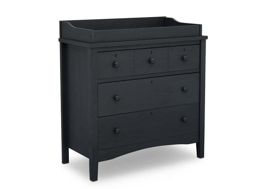 Textured Midnight Grey (1347) 3-Farmhouse 3 Drawer Dresser with Changing Top and Interlocking Drawers