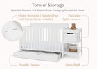 Bianca White (130) 36-Maya 5-in-1 Convertible Crib and Changer with Storage