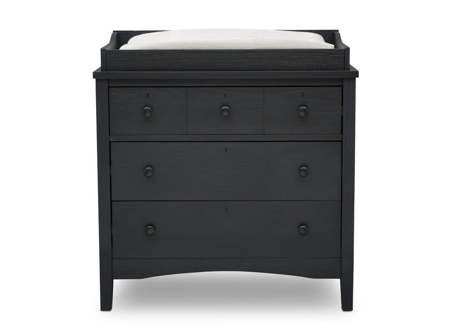 Textured Midnight Grey (1347) 2-Farmhouse 3 Drawer Dresser with Changing Top and Interlocking Drawers