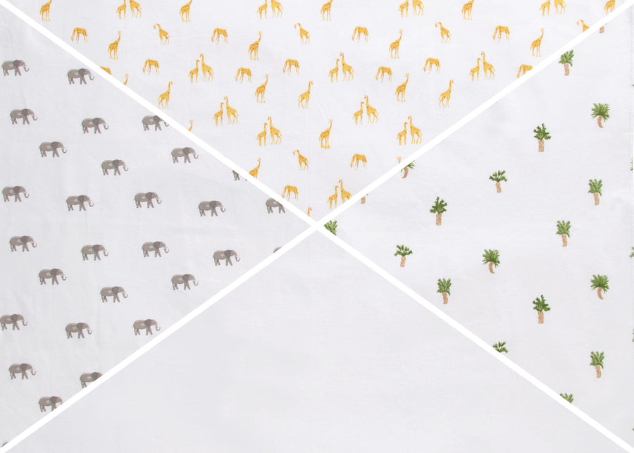 Safari Friends (3414) 3-100% Cotton Flannel Baby Receiving Blankets - 4 Pack