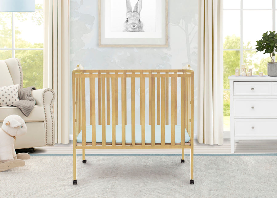 Natural (260) 3-Folding Portable Mini Baby Crib with 1.5-inch Mattress