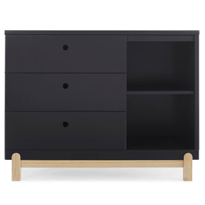 Midnight Grey with Natural (1372) 8-Poppy 3 Drawer Dresser with Cubbies
