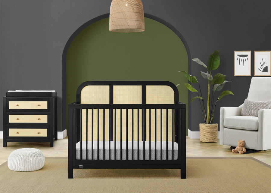 Ebony with Textured Almond (1507) 1-Theo 6-in-1 Convertible Crib