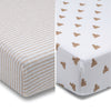  Tan Teddy Bears & Stripes (2407) 7-babyGap Tan Teddy Bears & Stripes 100% Organic Cotton Crib Sheets - 2 Pack