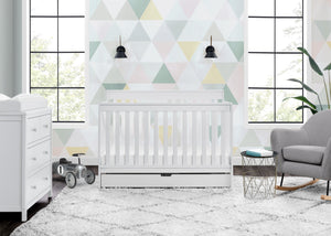 Bianca White (130) 2-Mercer 6-in-1 Convertible Crib with Storage Trundle