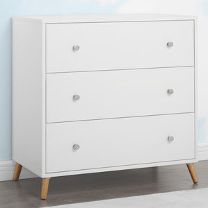 Bianca White with Natural (123) 6-Jordan 3 Drawer Dresser