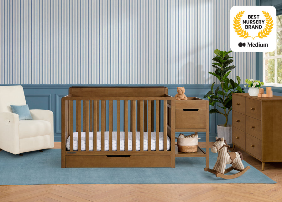 Chestnut (836) 17-Maya 5-in-1 Convertible Crib and Changer with Storage