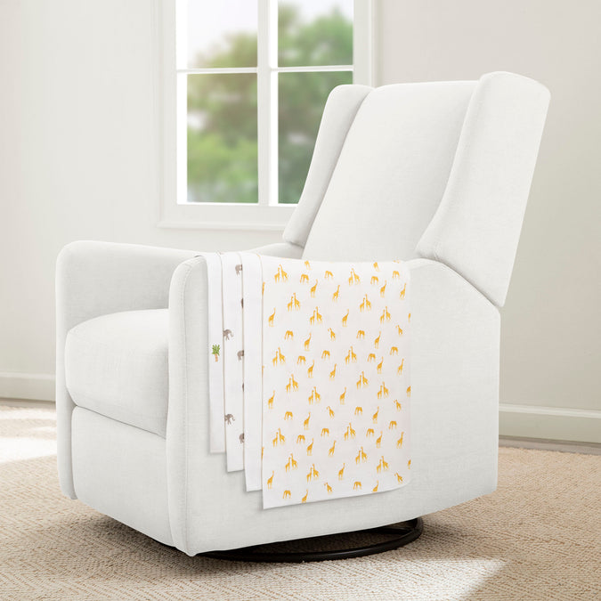 Safari Friends (3414) 5-100% Cotton Flannel Baby Receiving Blankets - 4 Pack