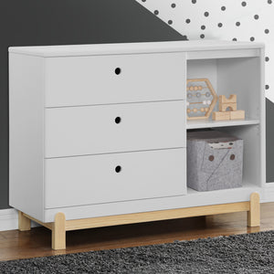 DCB: Bianca White with Natural (123) 21-Poppy 3 Drawer Dresser with Cubbies
