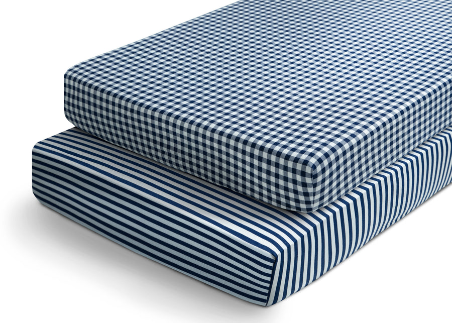 Navy Gingham (3220) 5-Blue Gingham Fitted Crib Sheets - 2 Pack