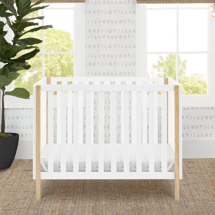 Bianca White with Natural (123) 2-Gio Mini Crib with 2.75-Inch Mattress