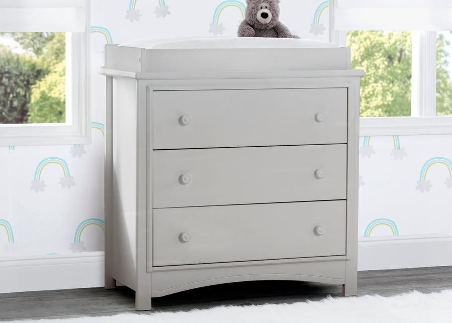 Moonstruck Grey (1351) 11-Perry 3 Drawer Dresser with Changing Top and Interlocking Drawers