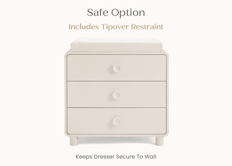 Soft Beige (1560) 6-Ari 3 Drawer Dresser with Changing Top