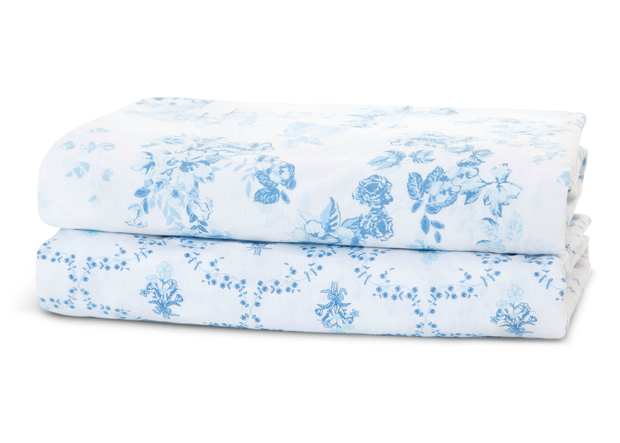 Blue Botanicals (3035) 5-Blue Botanicals Fitted Crib Sheets - 2 Pack