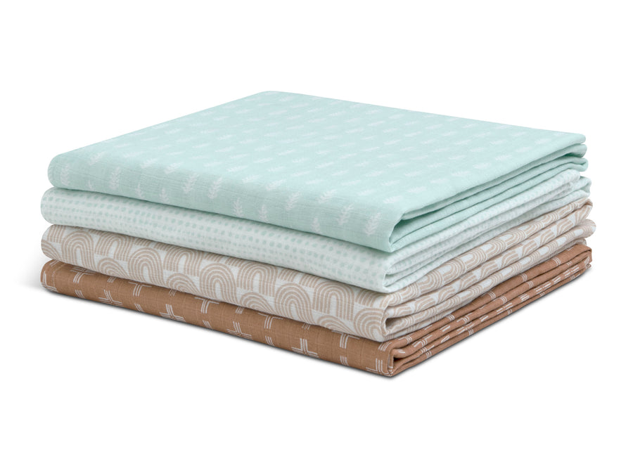 Neutral Boho (3406) 16-100% Cotton Muslin Baby Receiving Blankets - 4 Pack