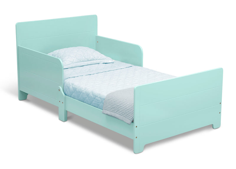 Mint green children's bed with a white mattress on a white background 20-MySize Toddler Bed