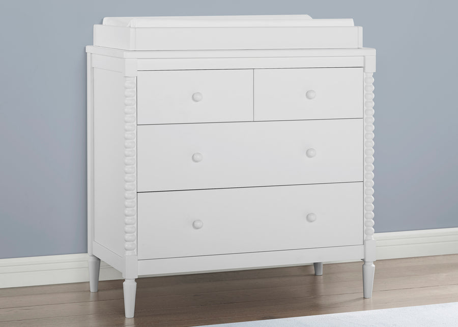 Bianca White (130) 16-Saint 4 Drawer Dresser with Changing Top and Interlocking Drawers