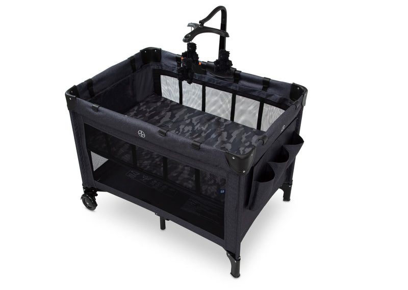 Black baby crib with wheels on a white background 19-babyGap Deluxe Play Yard