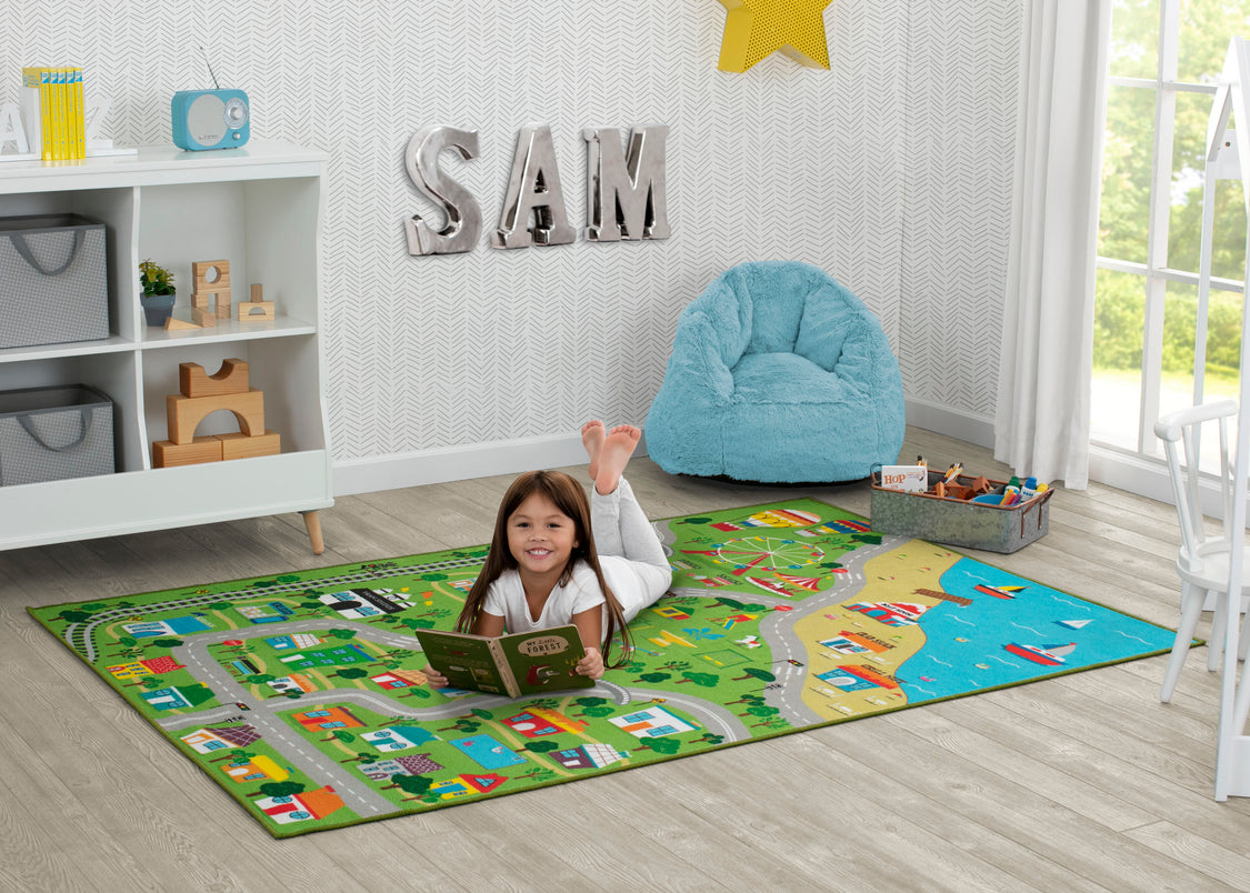 Extra Large Road Map Activity Rug for Girls and Boys - 78-inch L x 54-inch W