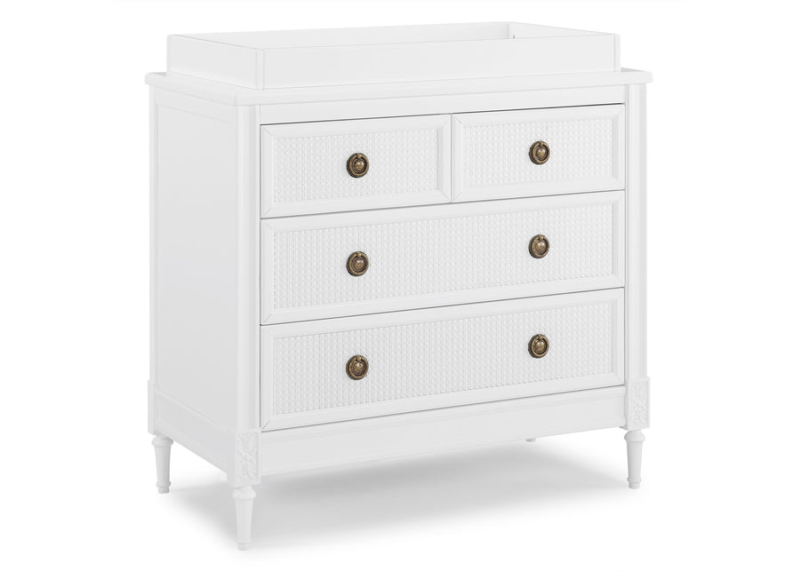 Bianca White (130) 10-Madeline 4 Drawer Dresser with Changing Top and Interlocking Drawers