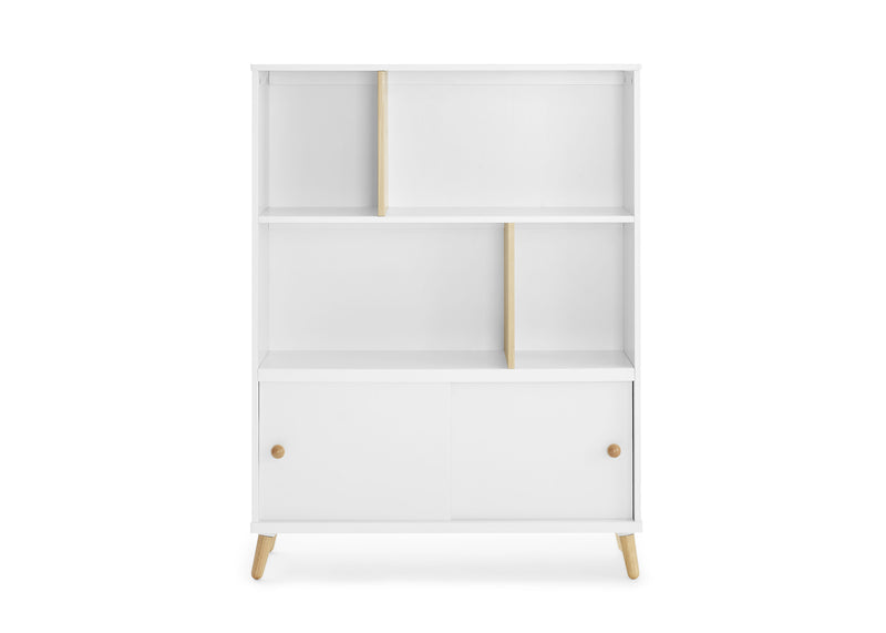 White cabinet with gold accents on a white background 13-Essex Bookcase