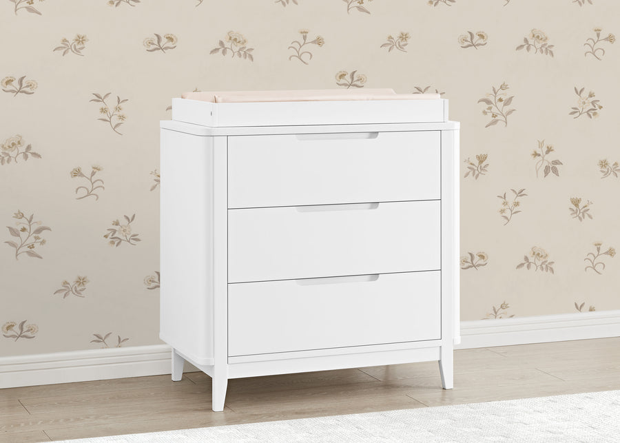 Bianca White (130) 1-Noah 3 Drawer Dresser with Changing Top and Interlocking Drawers