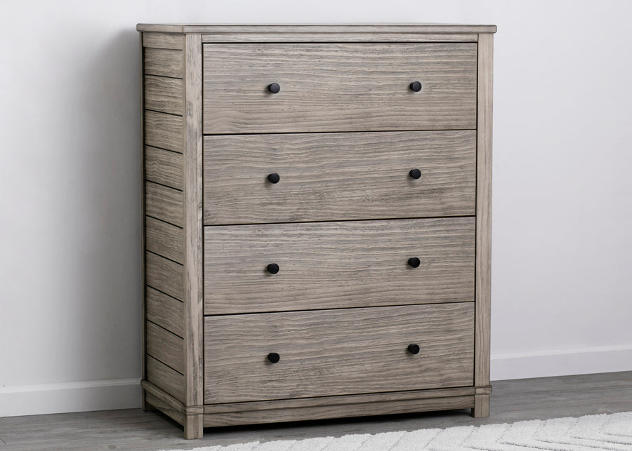 Rustic White (119) 1-Monterey 4 Drawer Chest with Interlocking Drawers