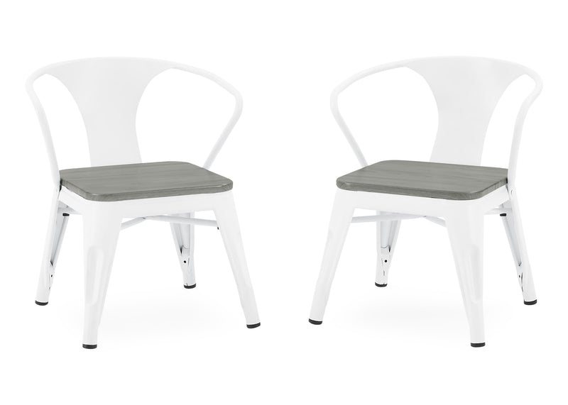 Two white chairs with gray seats on a white background 9-Bistro 2-Piece Chair Set