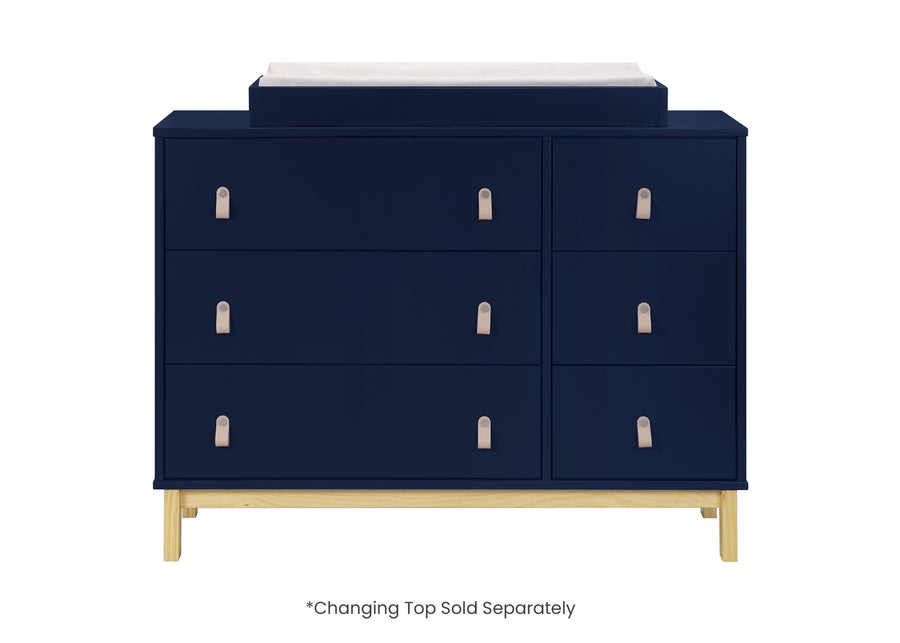 Navy with Natural (1481) 3-babyGap Legacy 6 Drawer Dresser with Leather Pulls and Interlocking Drawers