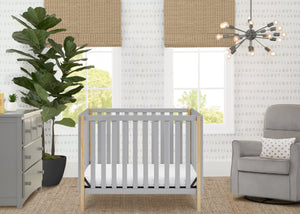 Grey with Natural (1359) 0-Gio Mini Crib with 2.75-Inch Mattress
