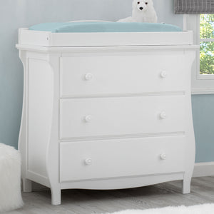Bianca White (130) 32-Lancaster 3 Drawer Dresser with Changing Top and Interlocking Drawers