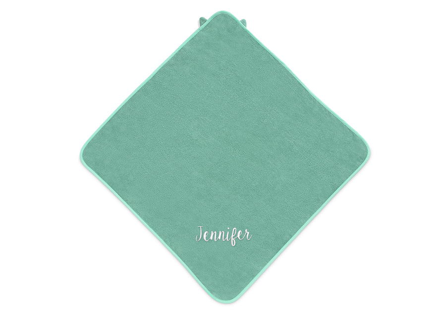 Light Teal Owl (1258) 2-Personalized Baby Hooded Bath Towel