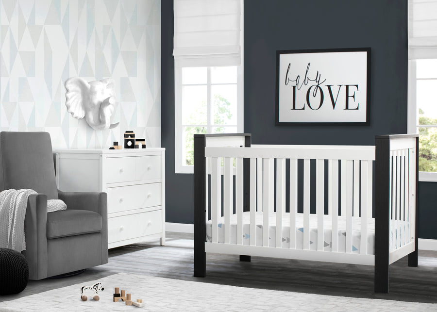 Bianca White with Textured Midnight Grey (181) 1-Miles 4-in-1 Convertible Crib