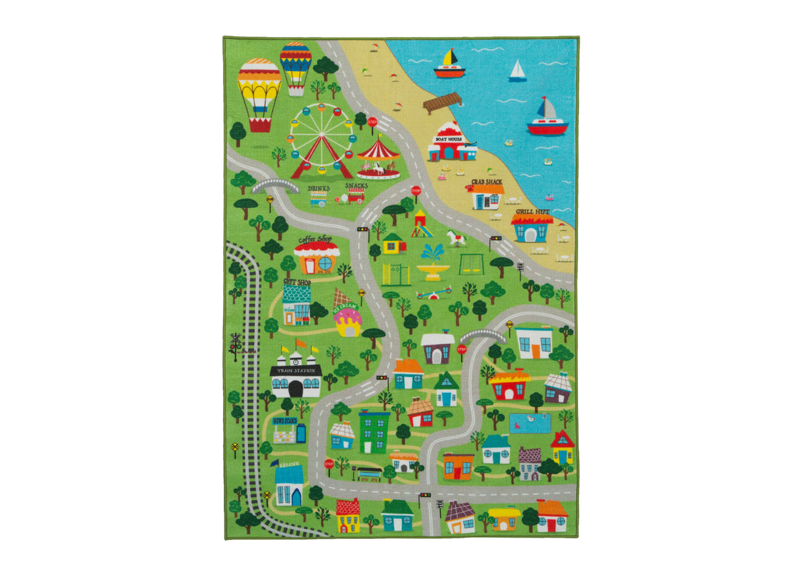 Extra Large Road Map Activity Rug for Girls and Boys - 78-inch L x 54-inch W