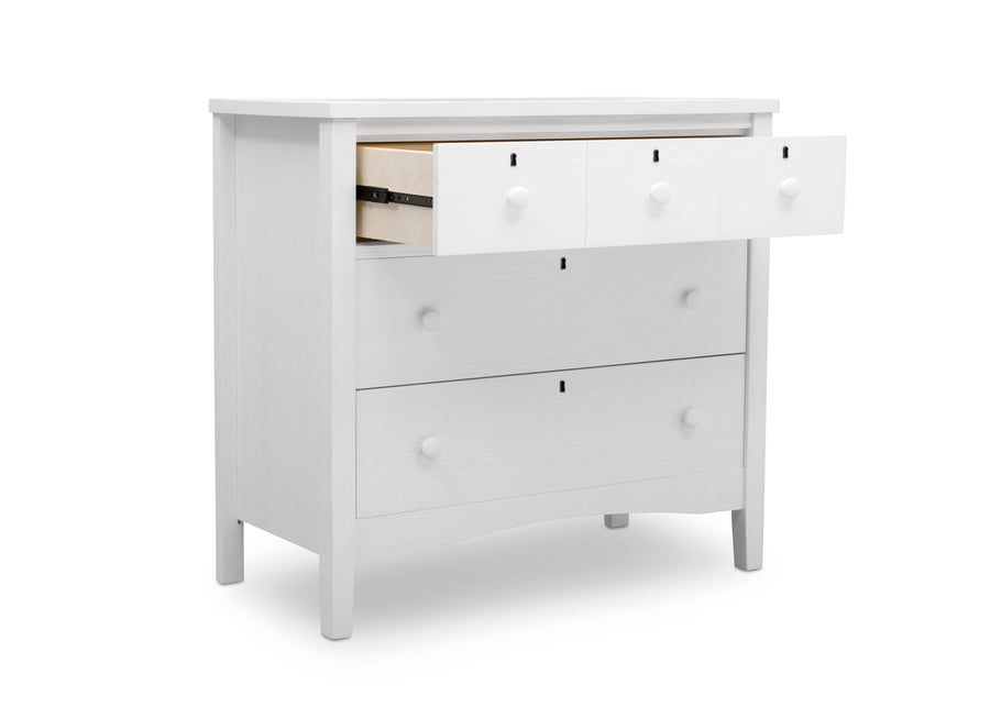 Textured White (1349) 14-Farmhouse 3 Drawer Dresser with Changing Top and Interlocking Drawers
