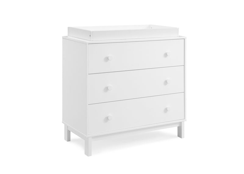 White dresser with changing table top on a white background 32-babyGap Legacy 3 Drawer Dresser with Interlocking Drawers