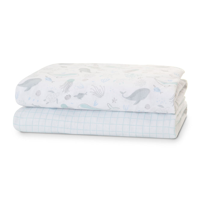 DCB: Sea Life (3236) 21-Blue Botanicals Fitted Crib Sheets - 2 Pack