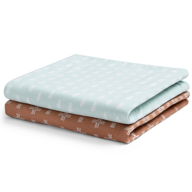 DCB: Neutral Boho (3406) 6-100% Organic Jersey Cotton Baby Receiving Blankets - 2 Pack