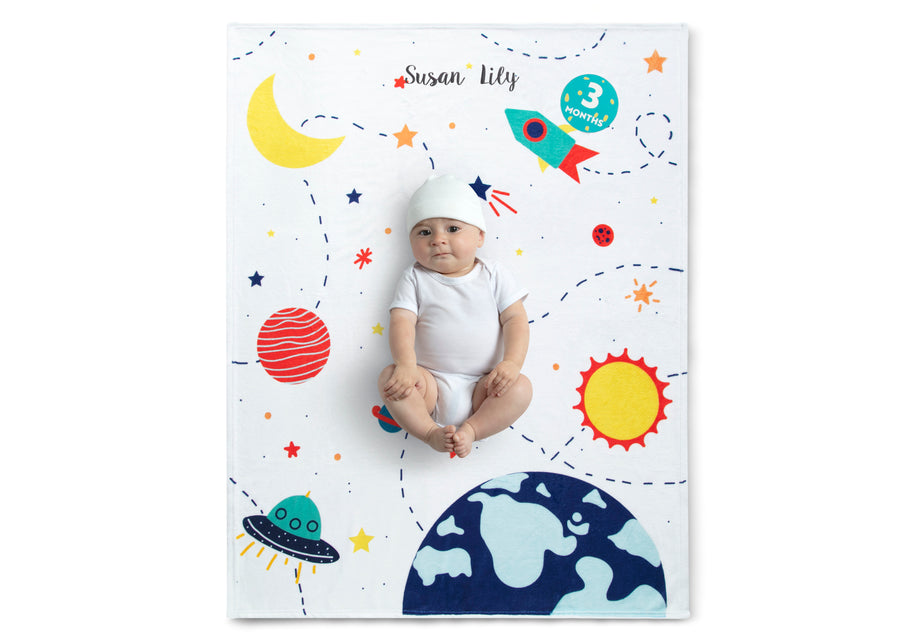 Space (1269) 9-Personalized Milestone Baby Blanket