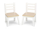 Two white chairs with light wood seats on a white background 9-Chelsea Table and Chair Set