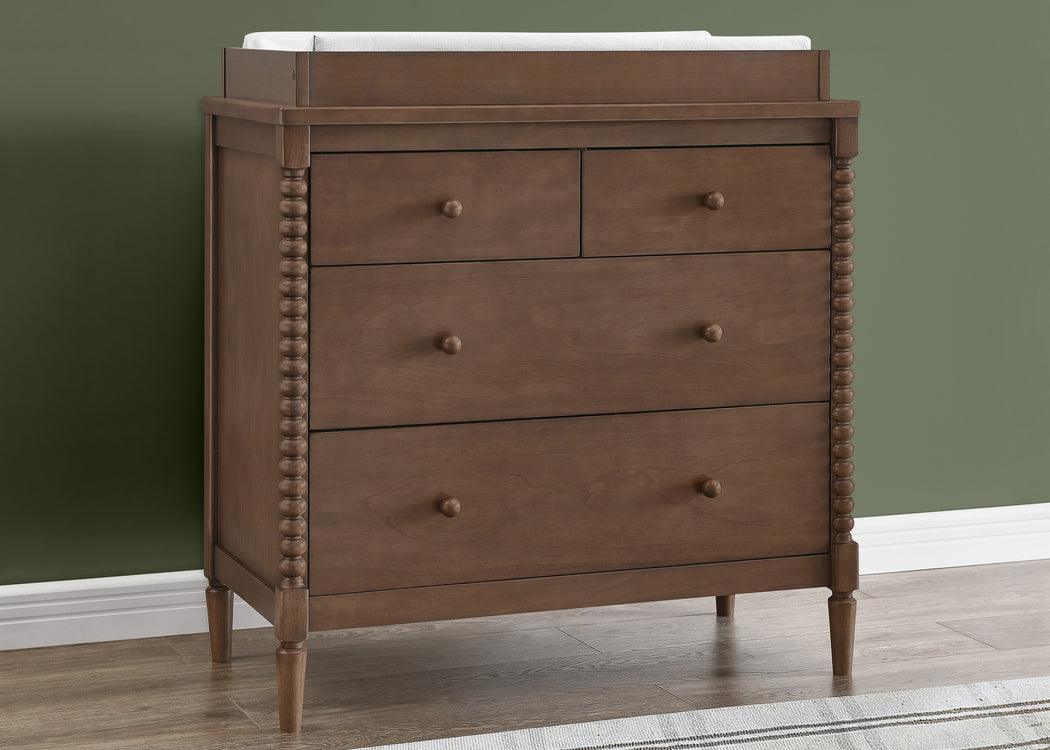 Saint 4 Drawer Dresser with Changing Top and Interlocking DrawersTeak Brown (1526)